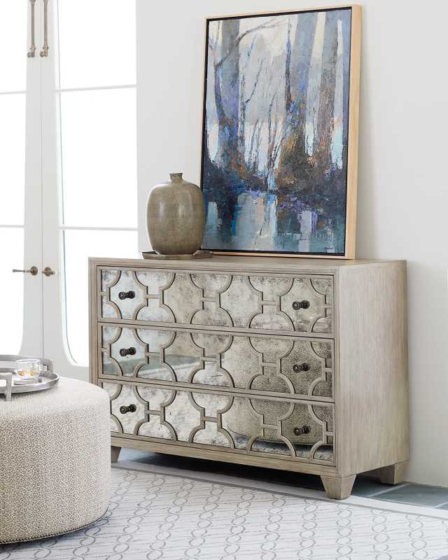 Santa Barbara Antiqued Mirror Trim Chest